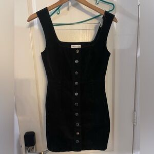 Urban Outfitters Black Corduroy Button-Front Mini Dress